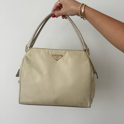 Prada Cream Nylon Top Handle Bag