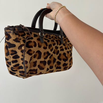 RARE Prada Ponyhair Cheetah Leather Top Handle Bag