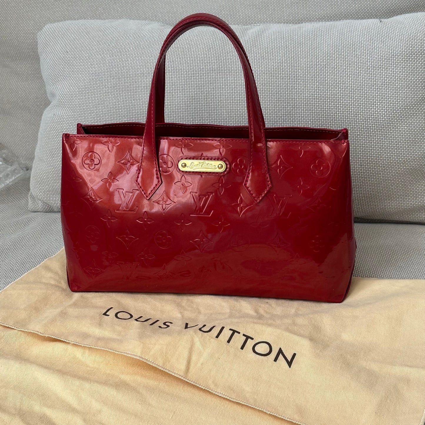 Louis Vuitton Red Vernis Patent Leather Monogram Wilshire Bag