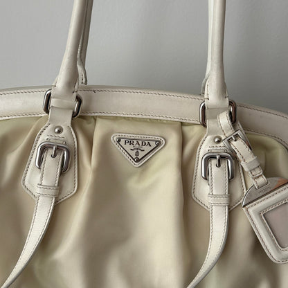 Prada Cream Tessuto Calf Doctor Tote Bag w/ Papers