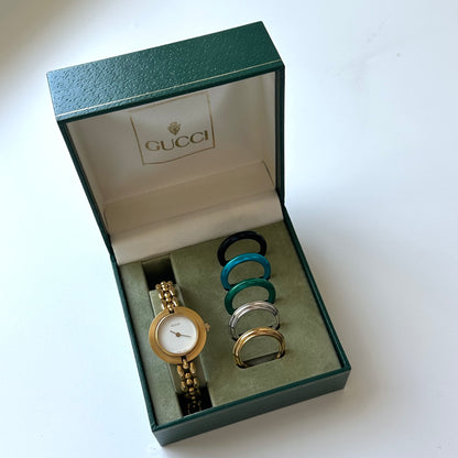 Gucci Interchangeable Rice Link Bezel Watch w/ Box