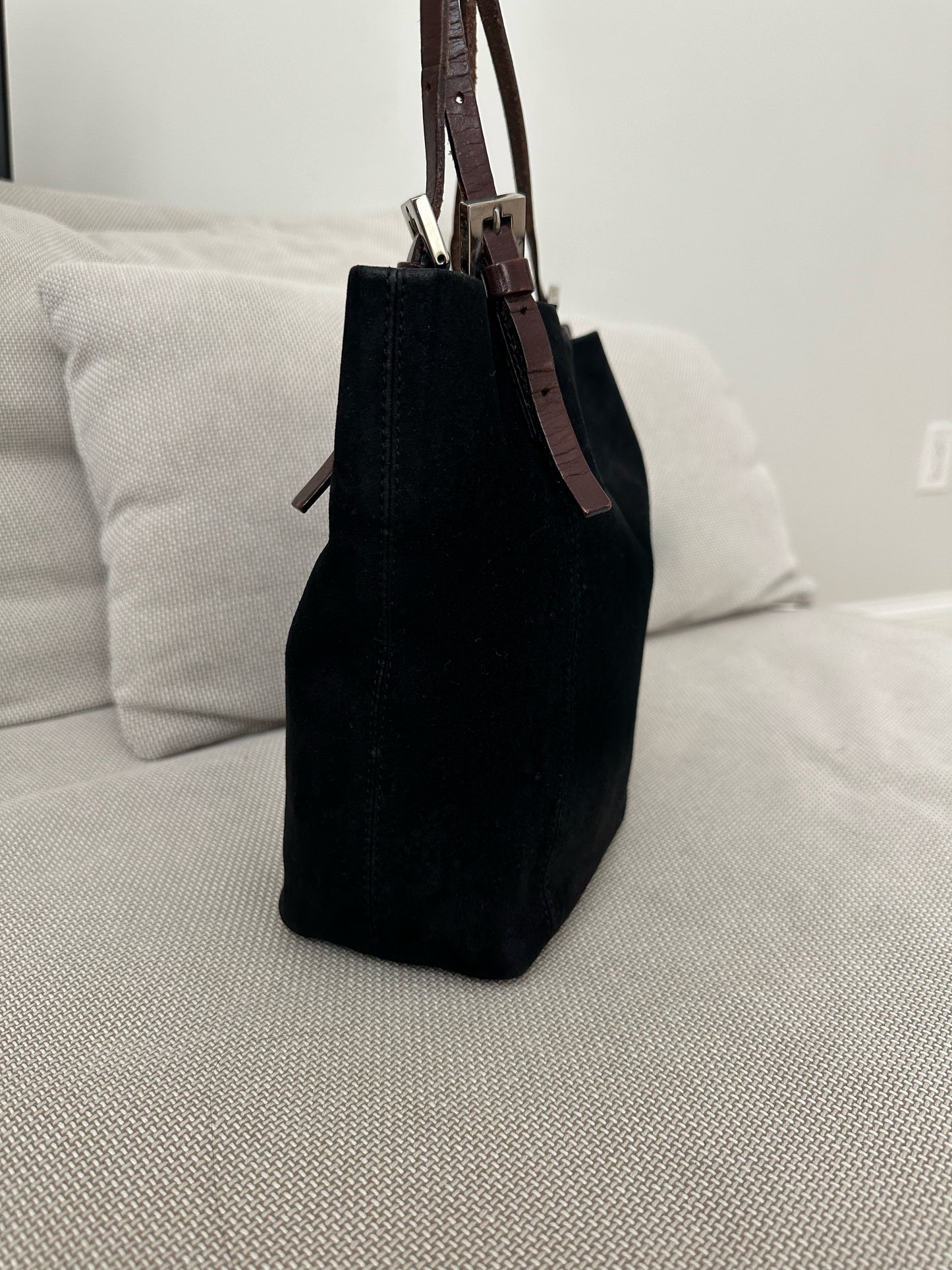 Fendi Black Suede Shoulder Bag w/ Dustbag