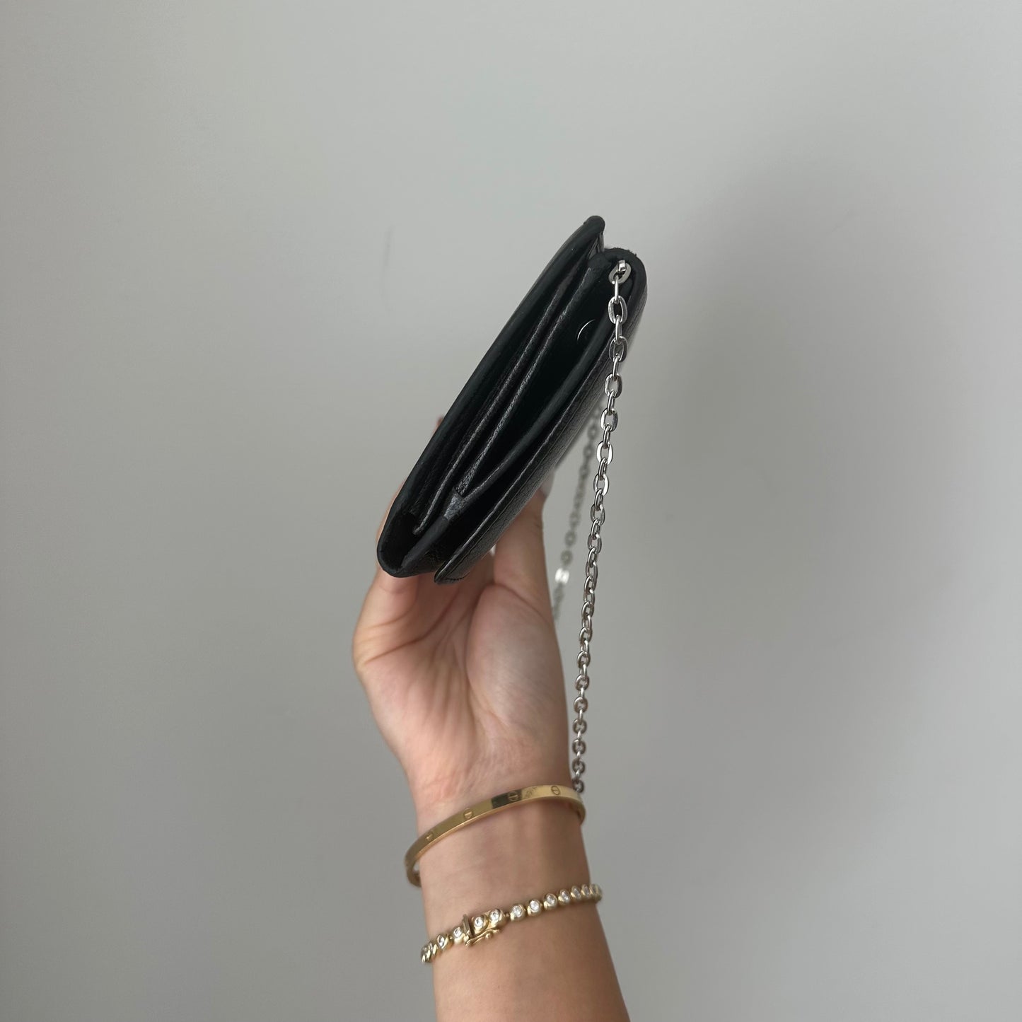 YSL Logo Studded Wallet On Chain