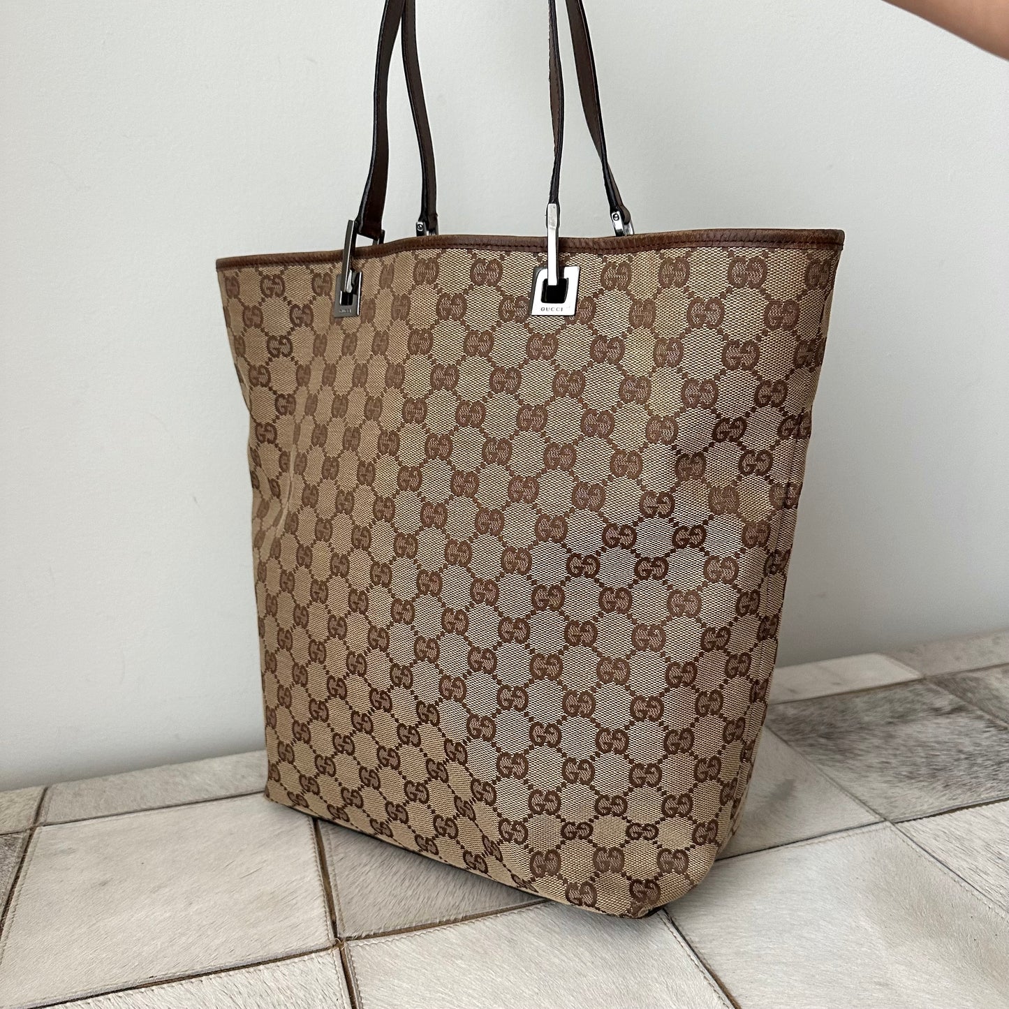 Gucci Brown Monogram Bucket Bag