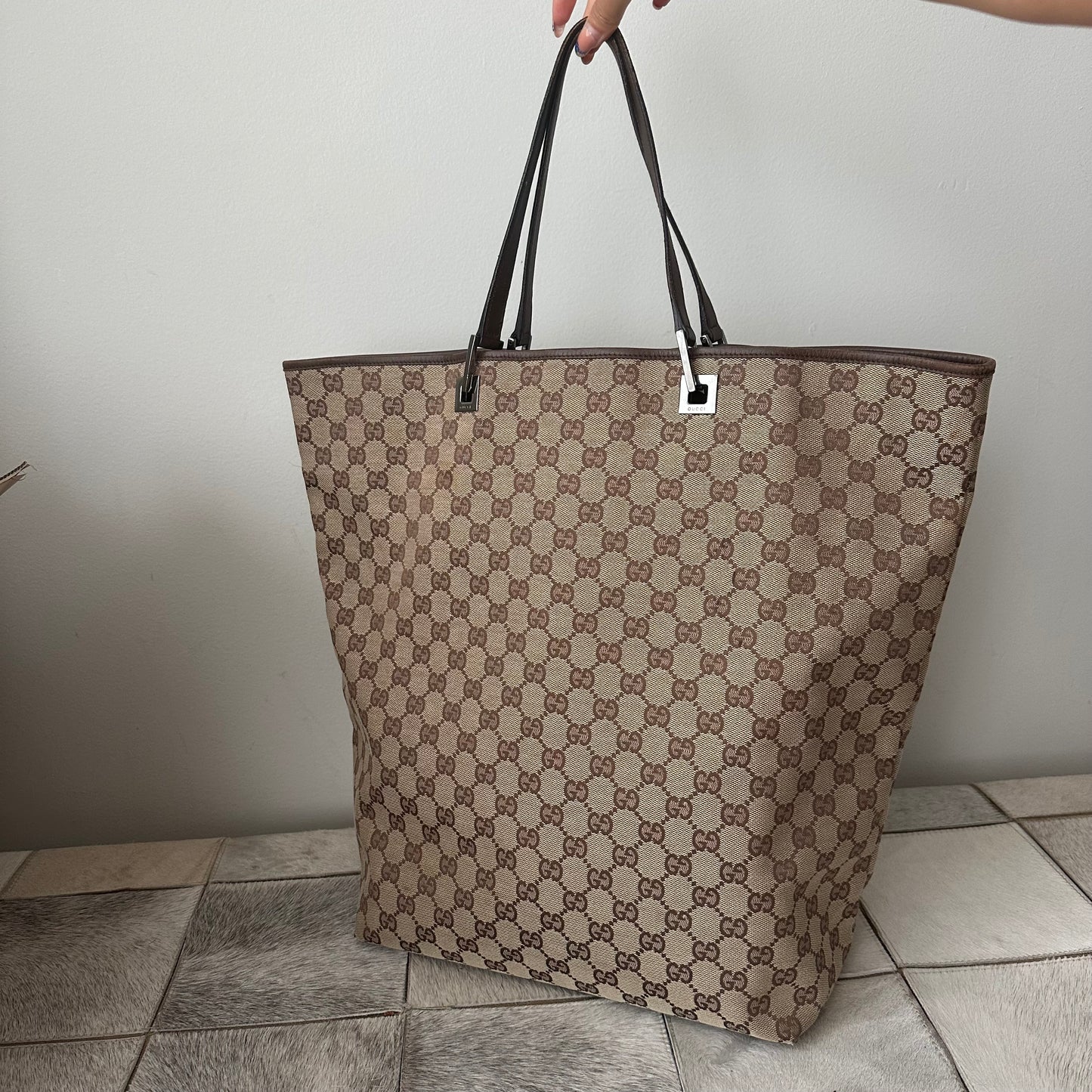 Gucci Brown Large Monogram Tote Bag