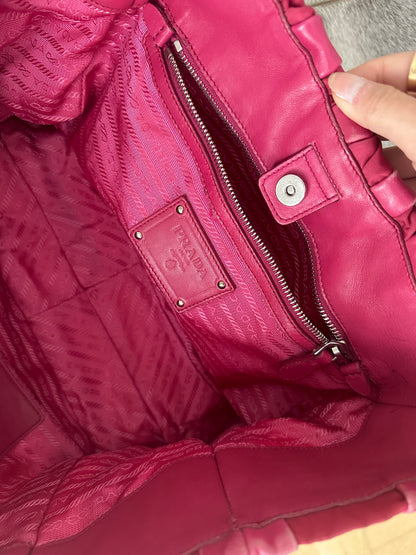 Prada Pink Leather Nylon Tote w/ Dustbag