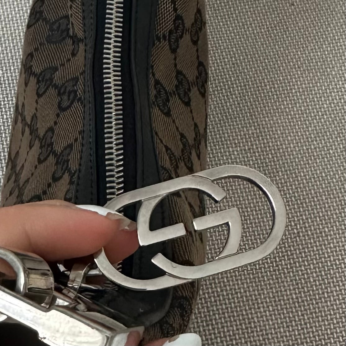 Gucci Monogram Shoulder Bag w/ Leather Trim