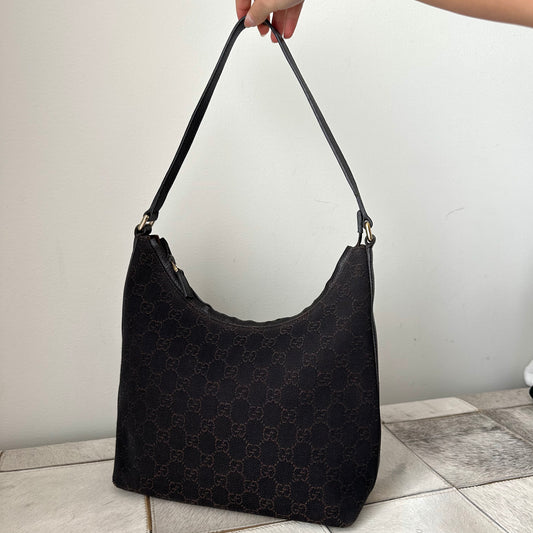 Gucci Brown Monogram Shoulder Bag w/ Dustbag