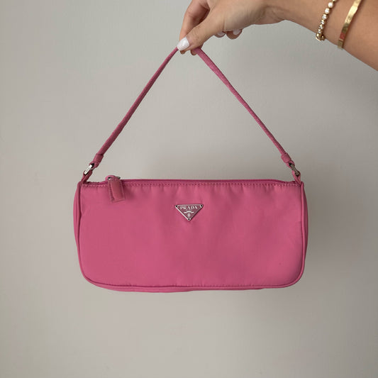 Prada Pink Nylon Vela Pochette Bag