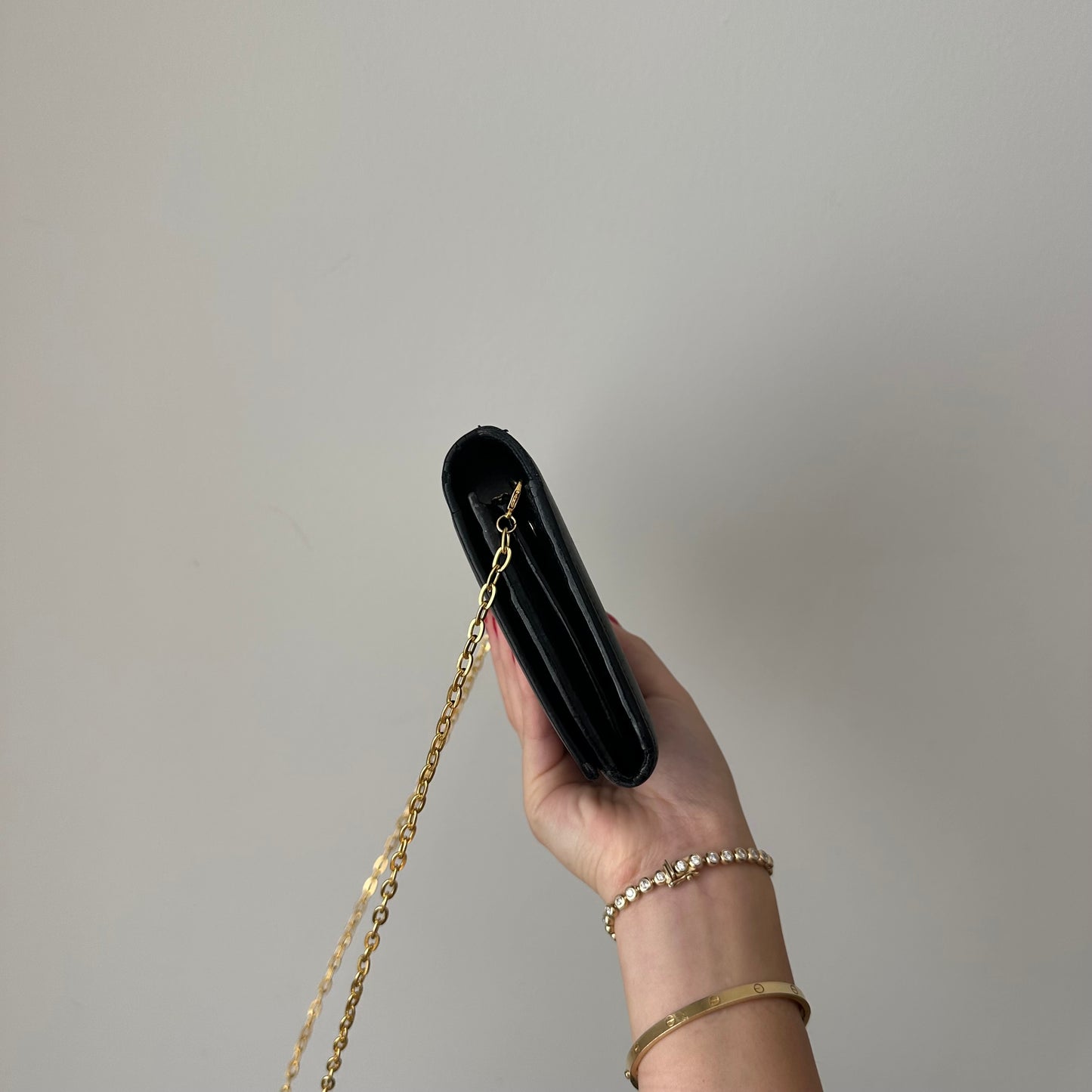 YSL Black & Gold Kate Wallet On Chain w/ Box