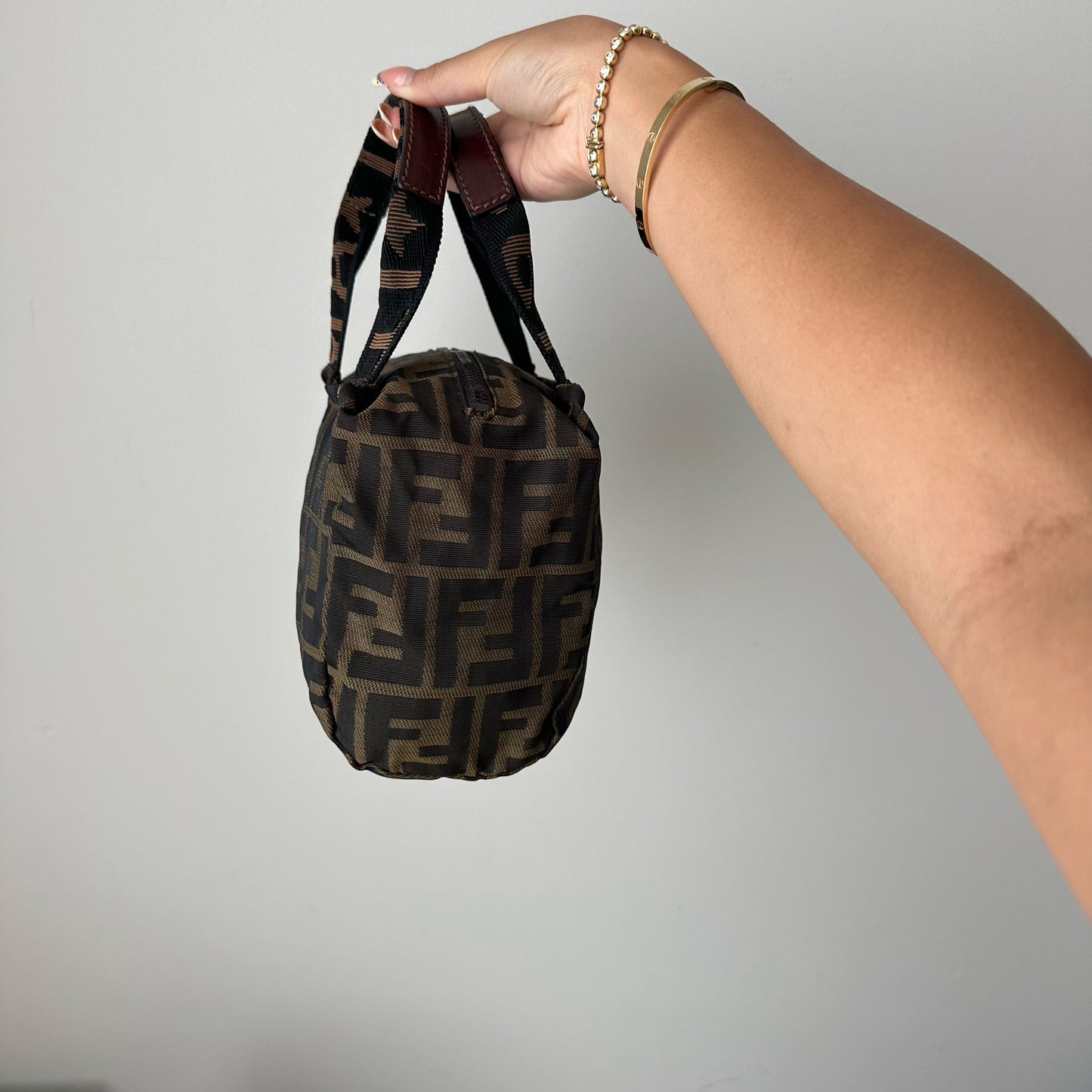 Fendi Brown Zucca Monogram Top Handle Mini Tote