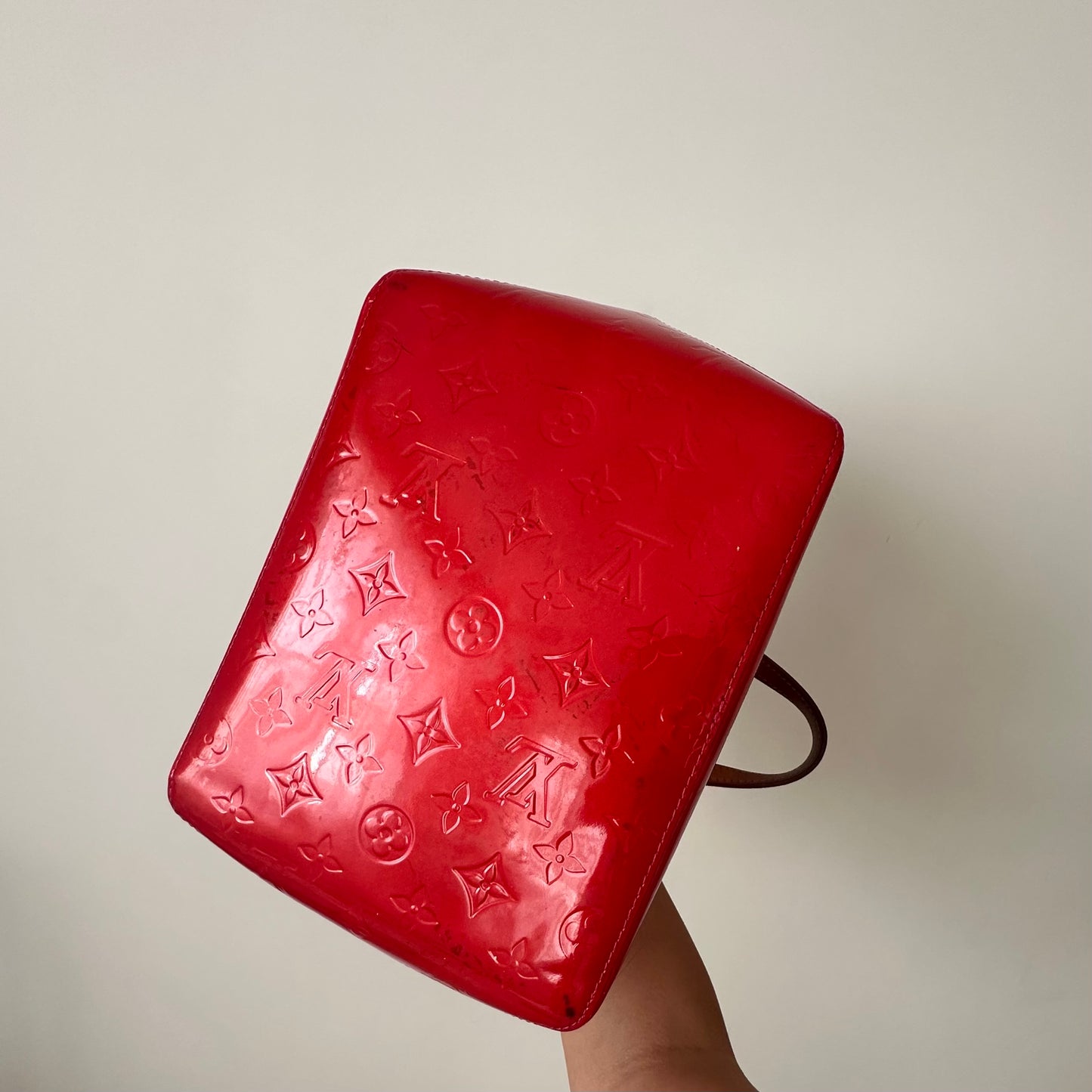 (Copy) Louis Vuitton Red Vernis Bellevue Shoulder Bag