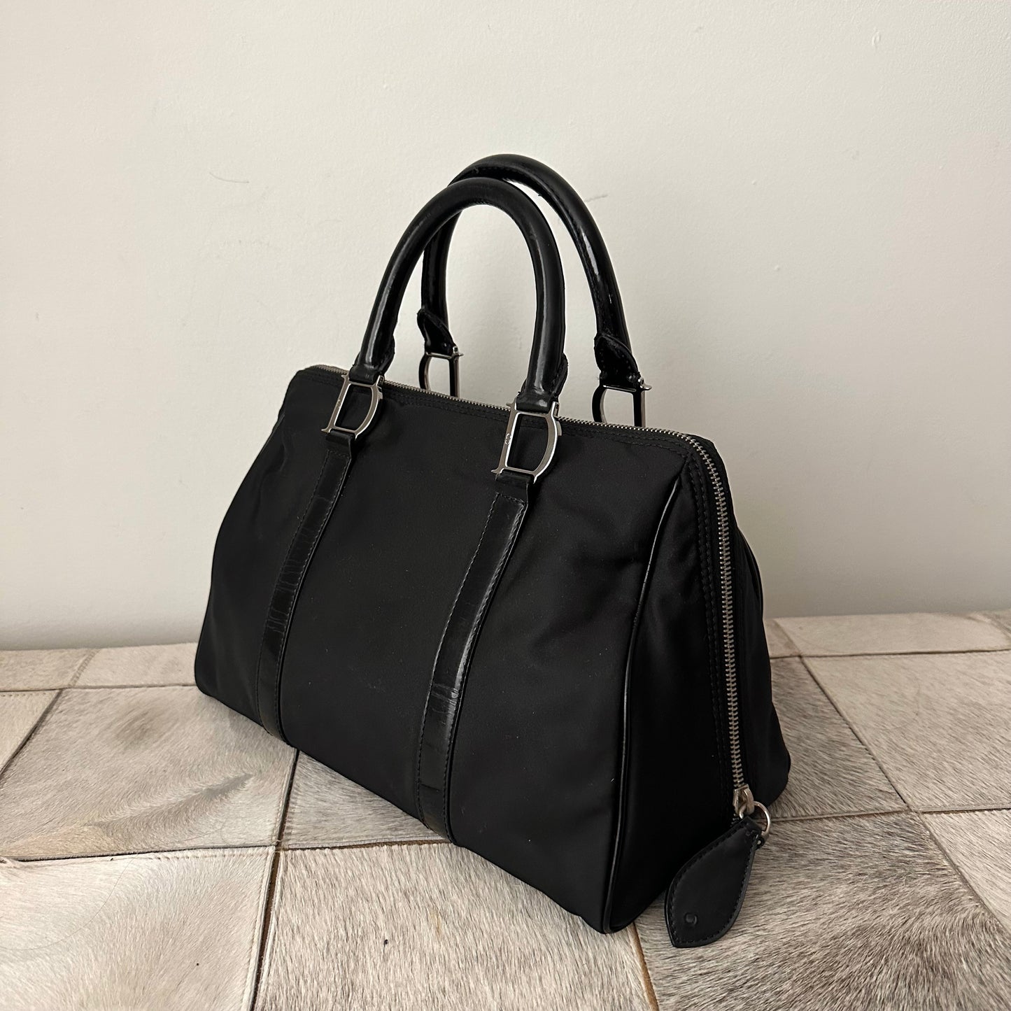 Christian Dior Black Nylon Silver Logo Bag