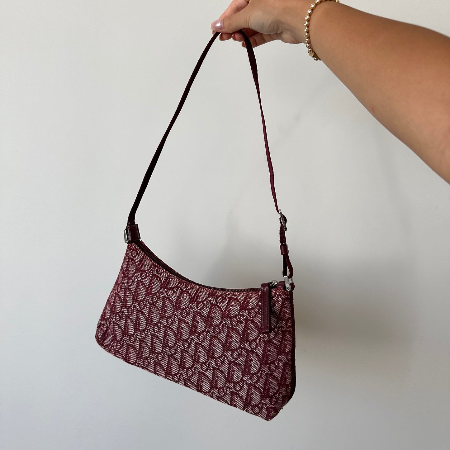 Christian Dior Burgundy Monogram Shoulder Bag