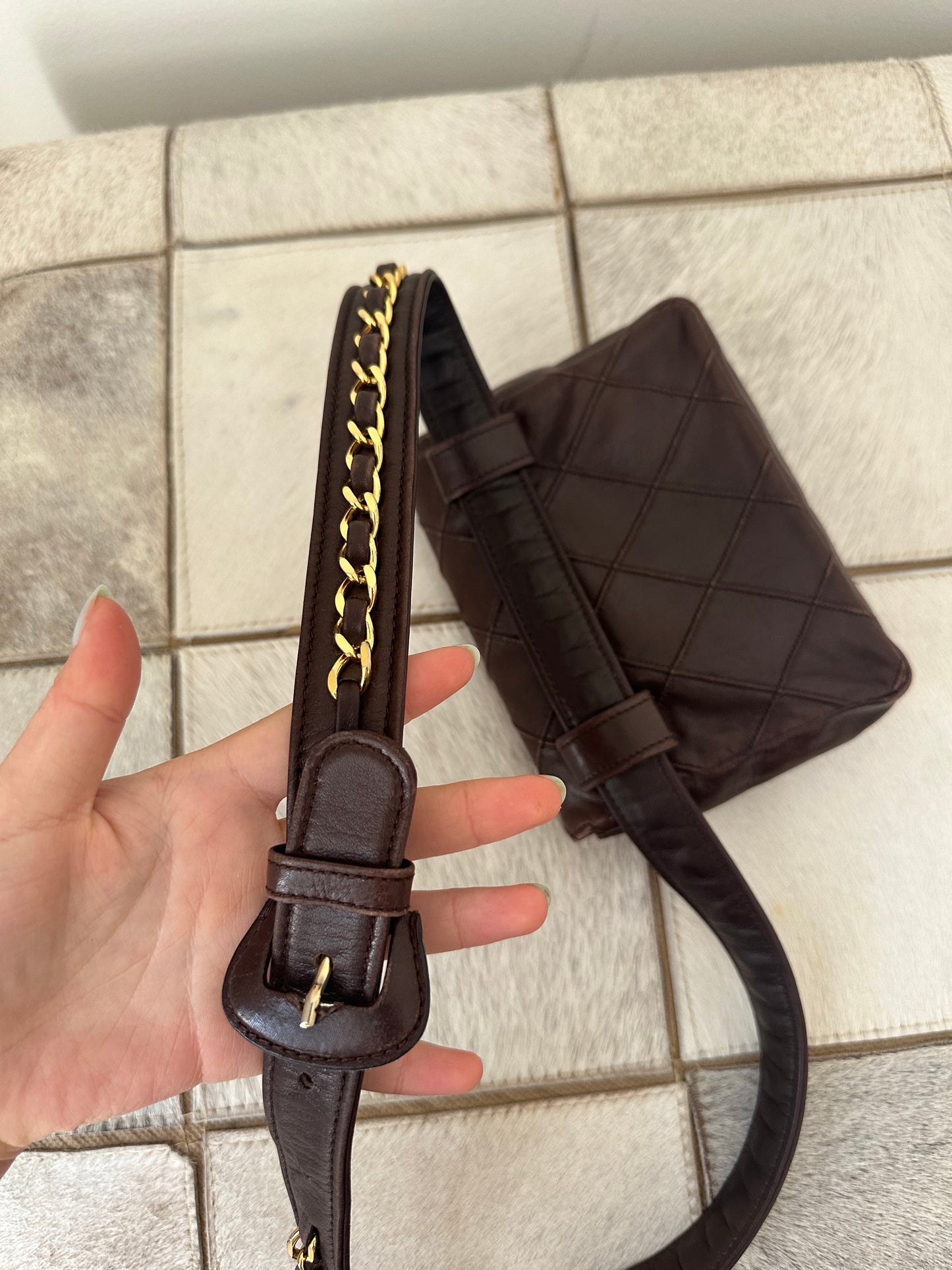 Chanel Lambskin Brown Quilted Belt Bag