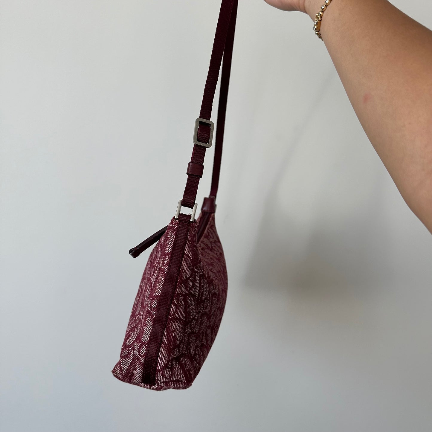 Christian Dior Burgundy Monogram Shoulder Bag