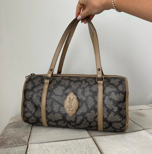 YSL Giraffe Printed Leather Boston Bag