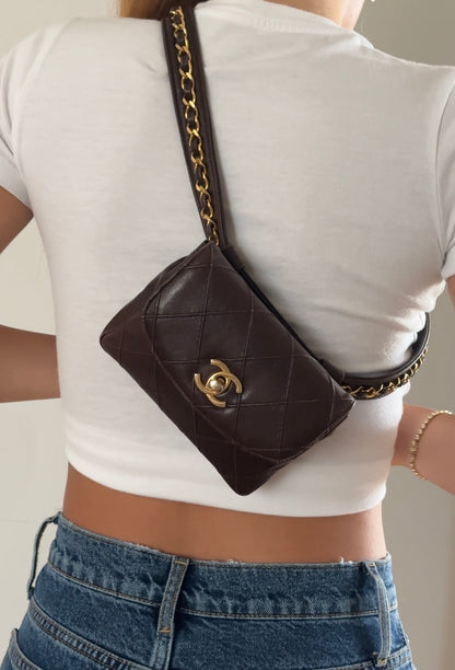 Chanel Lambskin Brown Quilted Belt Bag
