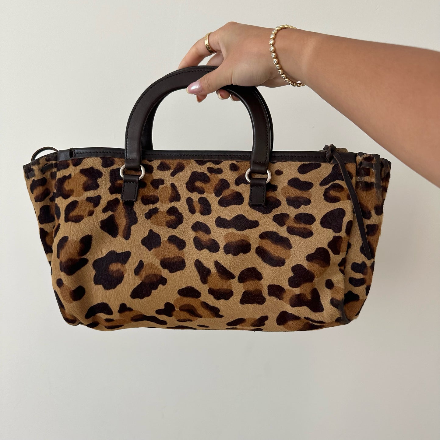 RARE Prada Ponyhair Cheetah Leather Top Handle Bag