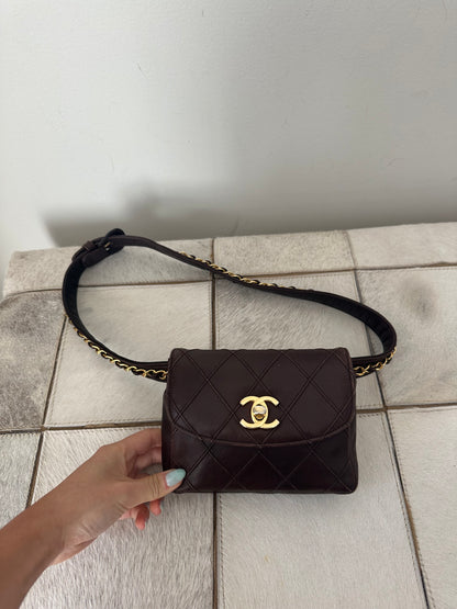 Chanel Lambskin Brown Quilted Belt Bag