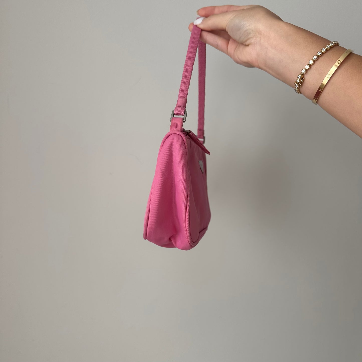 Prada Pink Nylon Vela Pochette Bag