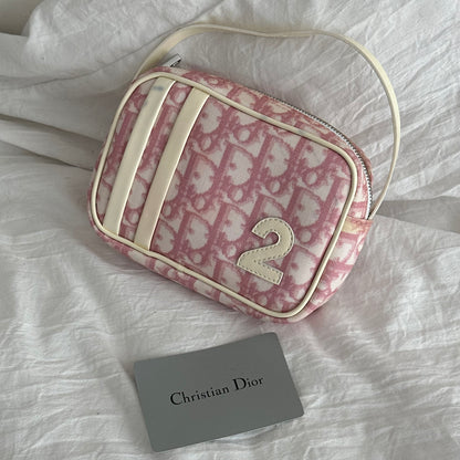 Christian Dior Pink Trotter Monogram Girly Mini Square Top Handle Pochette Bag