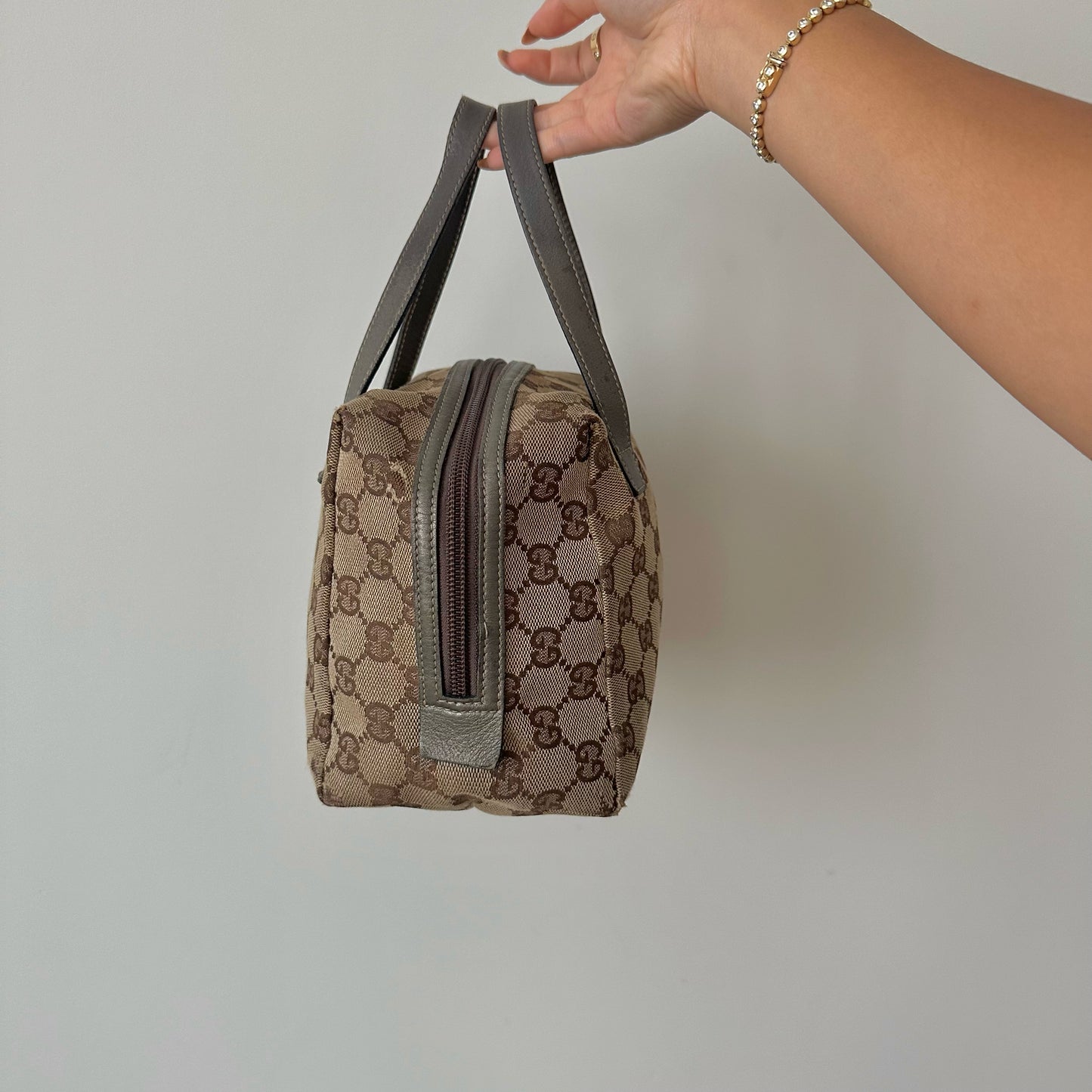 Gucci Brown Monogram Small Handbag w/ Charm