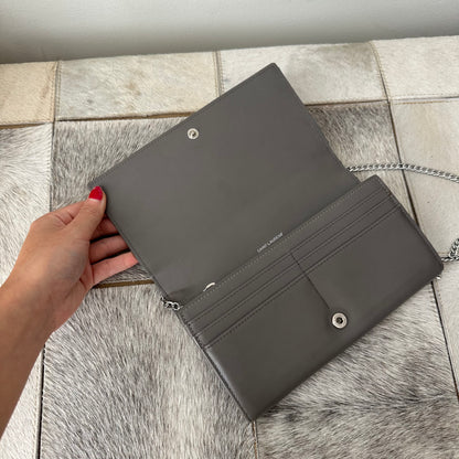 YSL Grey Silver Kate Wallet On Chain