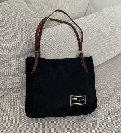 Fendi Black Suede Shoulder Bag w/ Dustbag