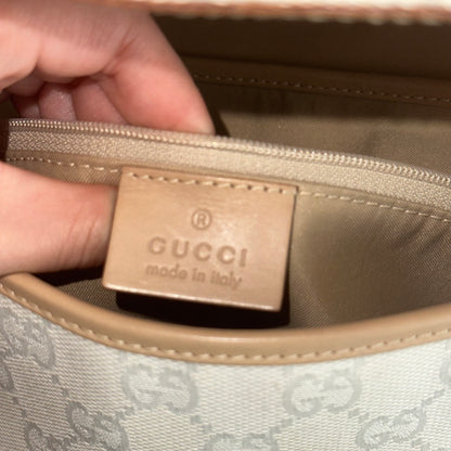 RARE Gucci White & Beige Jackie O Monogram Shoulder Bag w/ Dustbag
