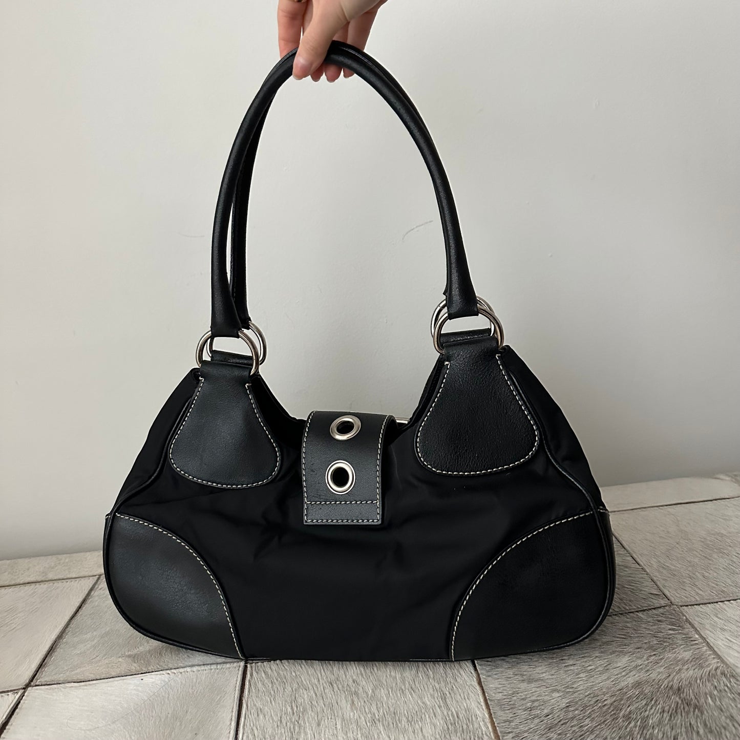 Prada Black Silver Moon Bag