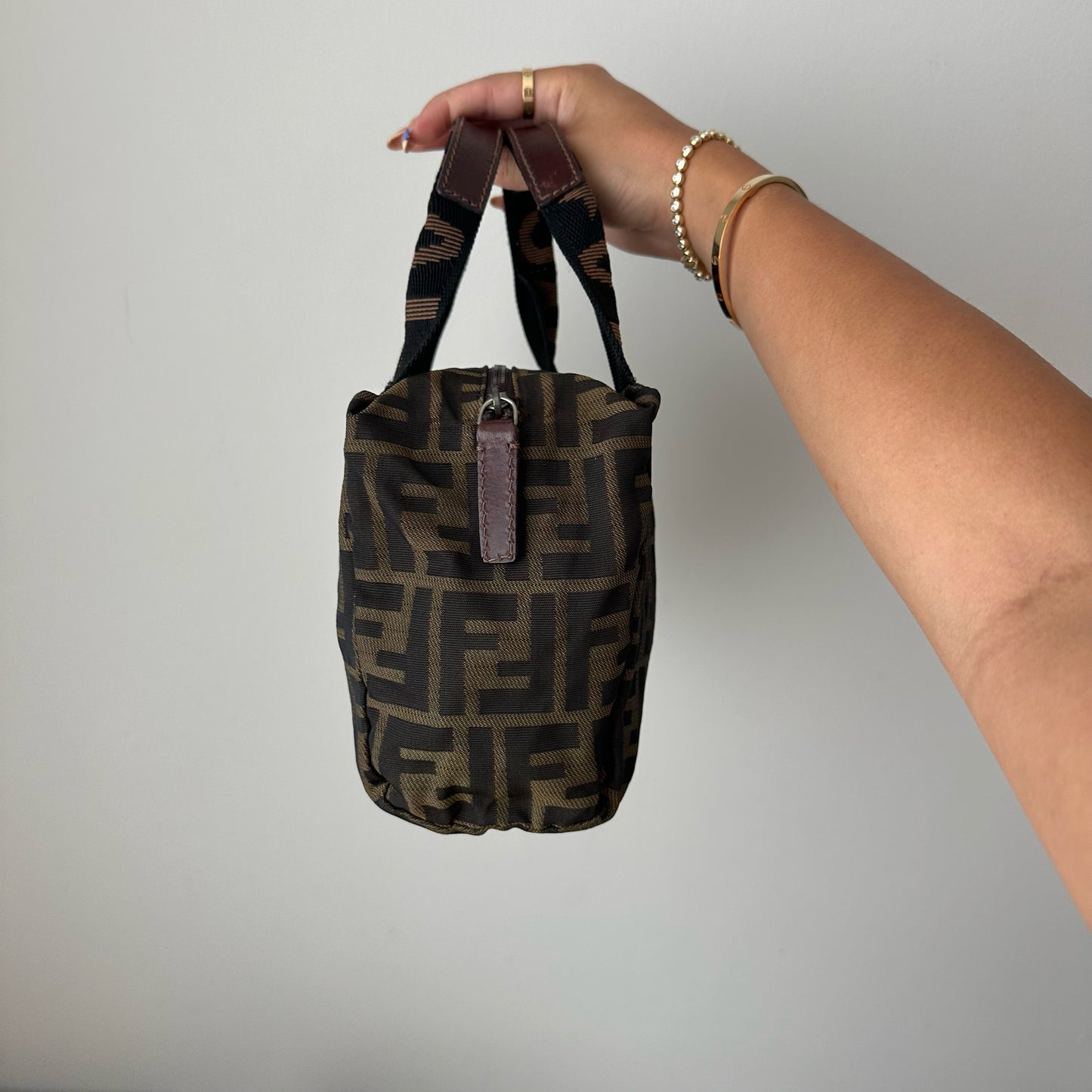 Fendi Brown Zucca Monogram Top Handle Mini Tote