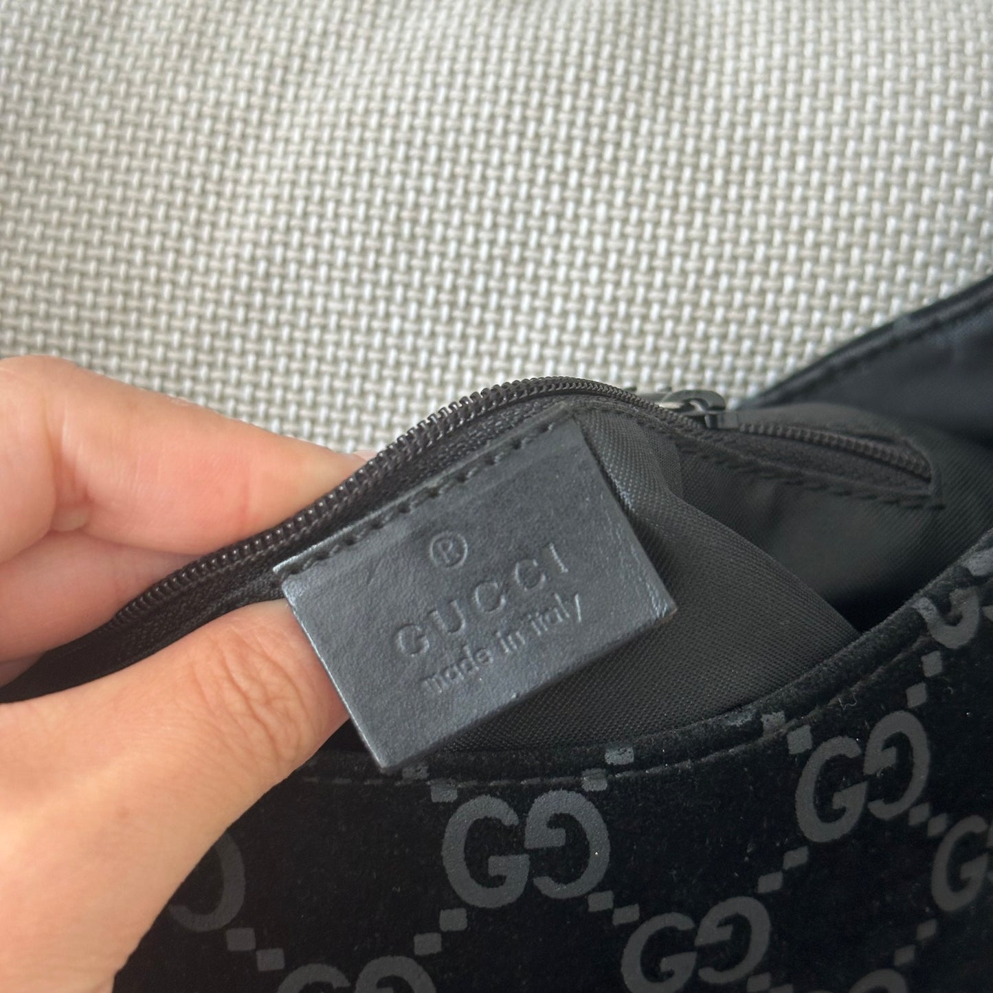 Gucci Tom Ford Era Suede Monogram Black Shoulder Bag