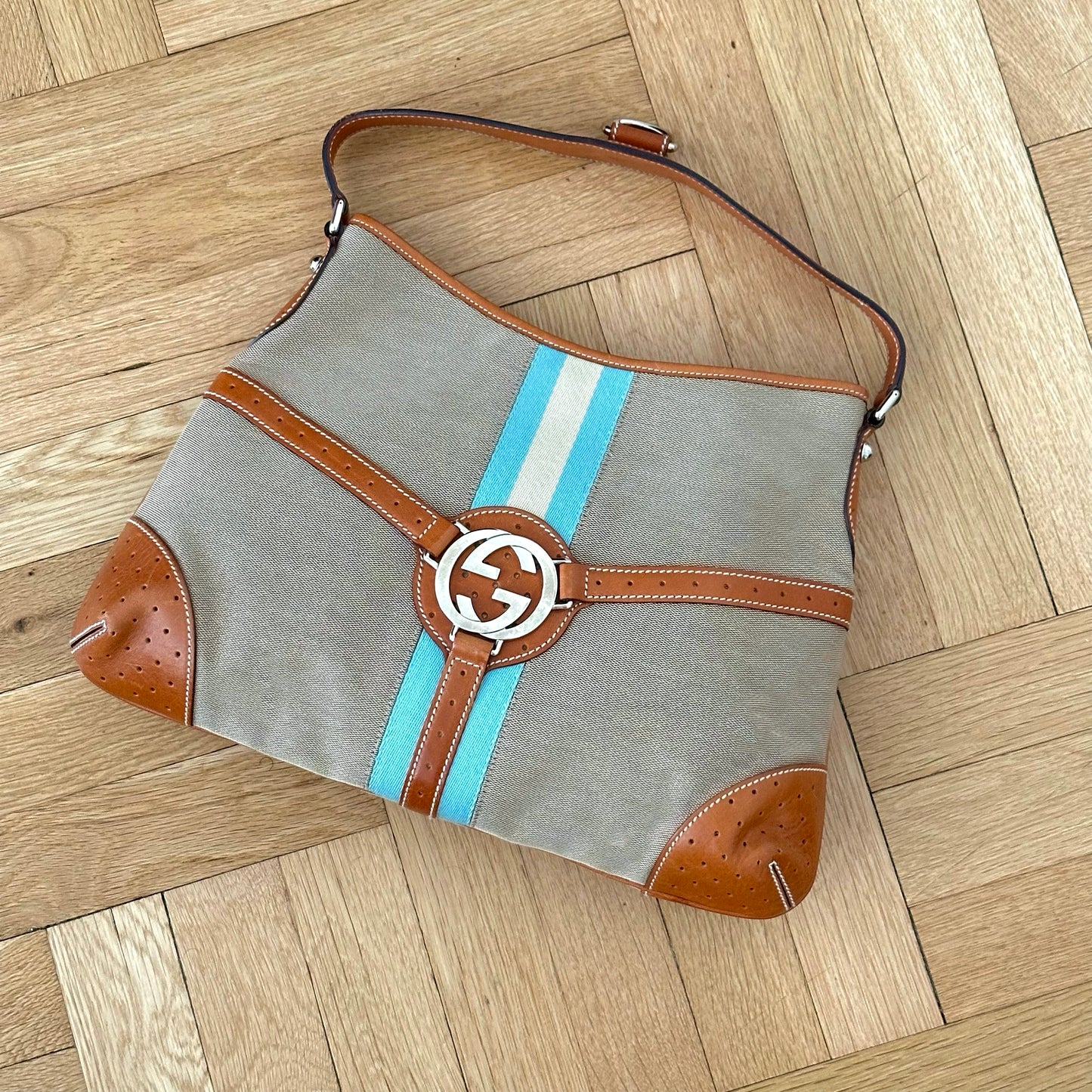 Gucci Brown Web Reins Shoulder Bag