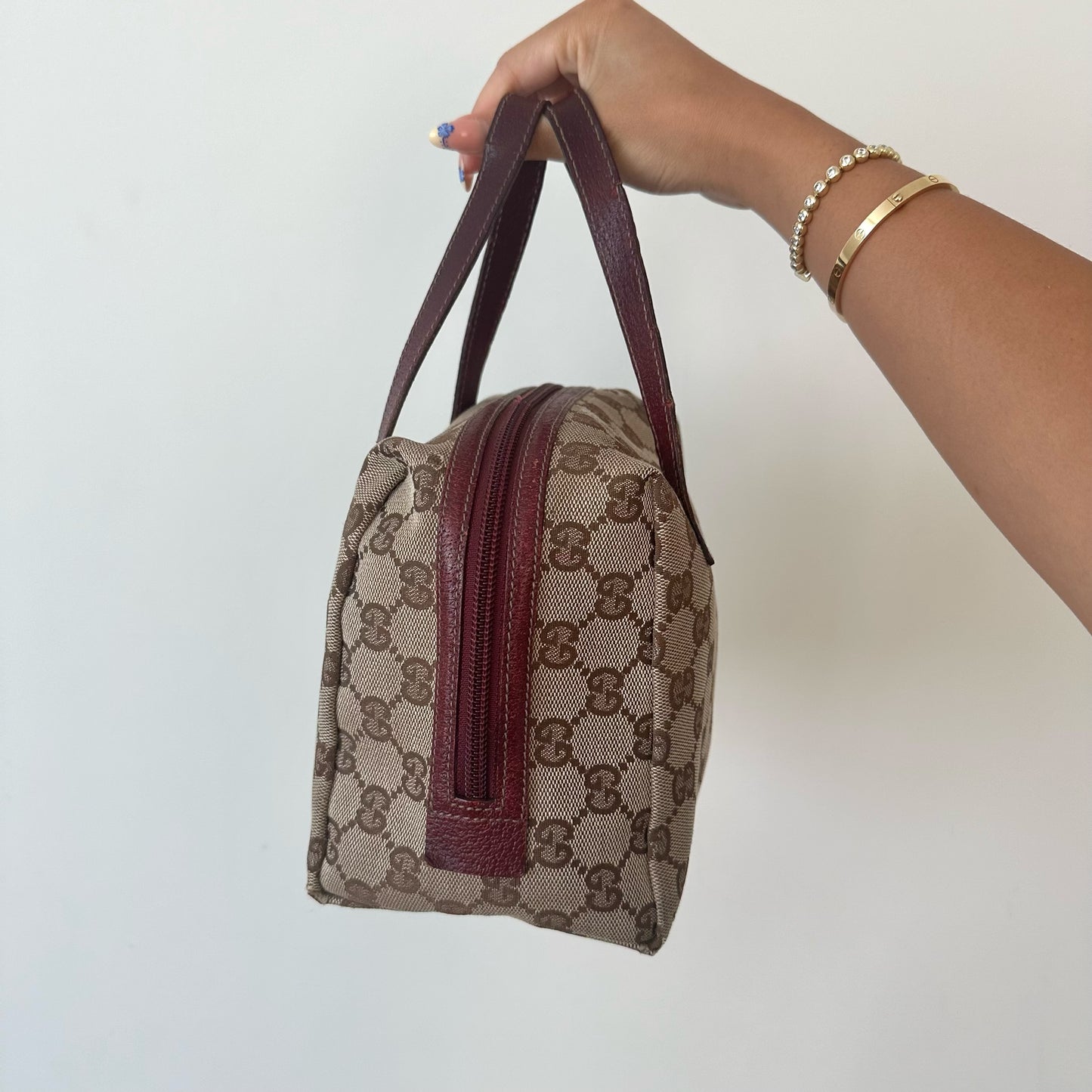 Gucci Brown Monogram Maroon Leather Small Handbag