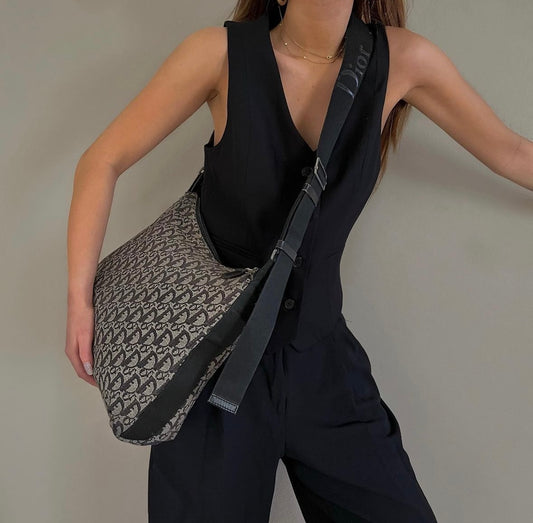 Christian Dior Black Trotter Monogram Crossbody Bag