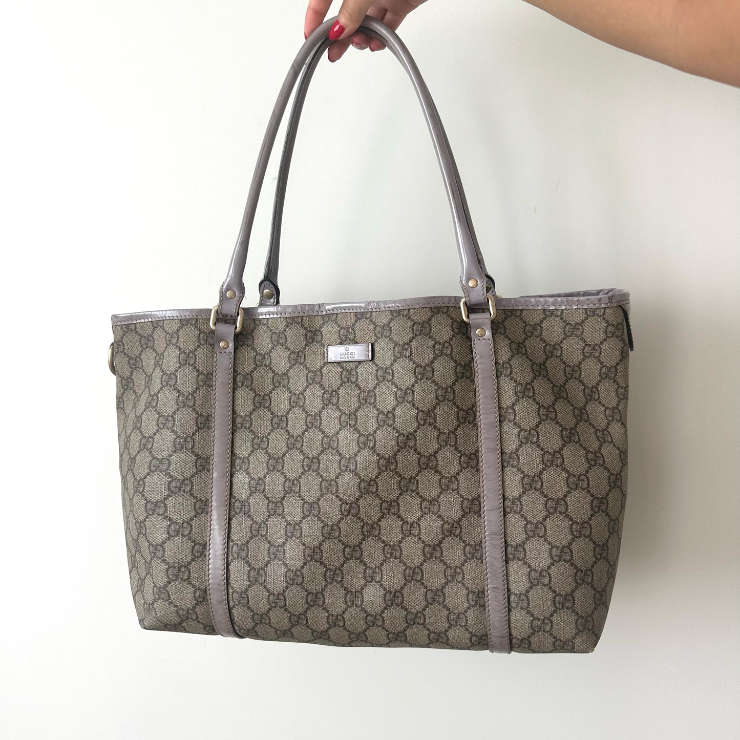 Gucci Monogram Supreme Medium Joy Lilac Tote Bag