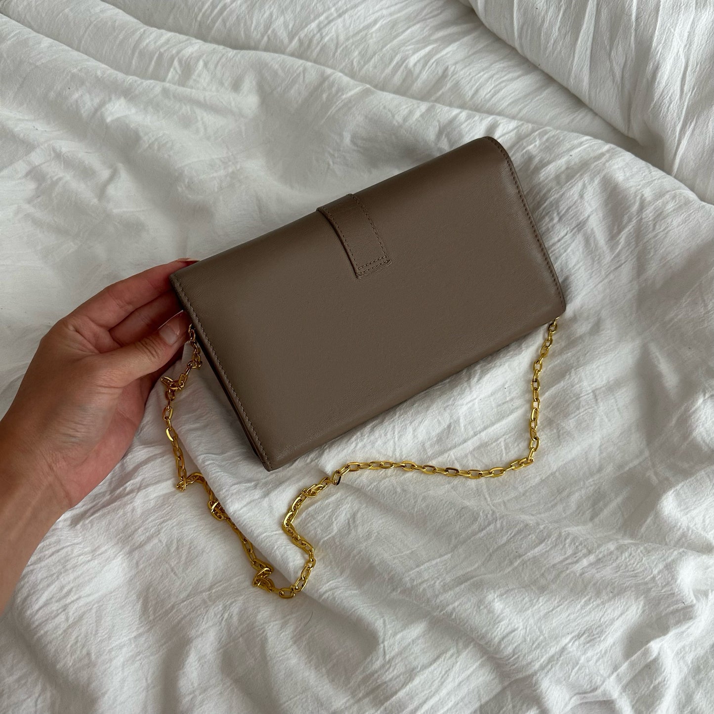 YSL Beige Leather Kate Wallet on Chain