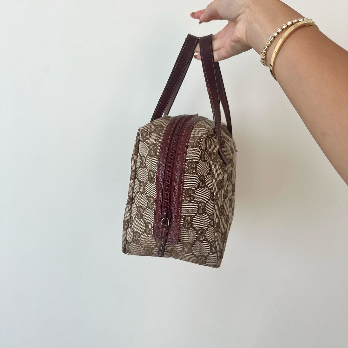 Gucci Brown Monogram Maroon Leather Small Handbag