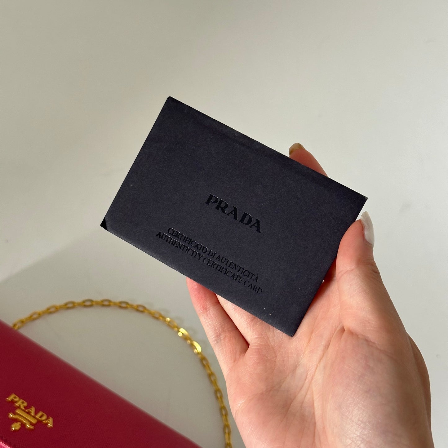 Prada Pink Saffiano Leather Wallet On Chain w/ Papers