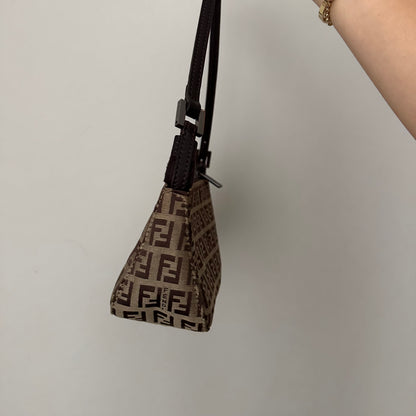 Fendi Brown Zucchino Monogram Pochette Bag