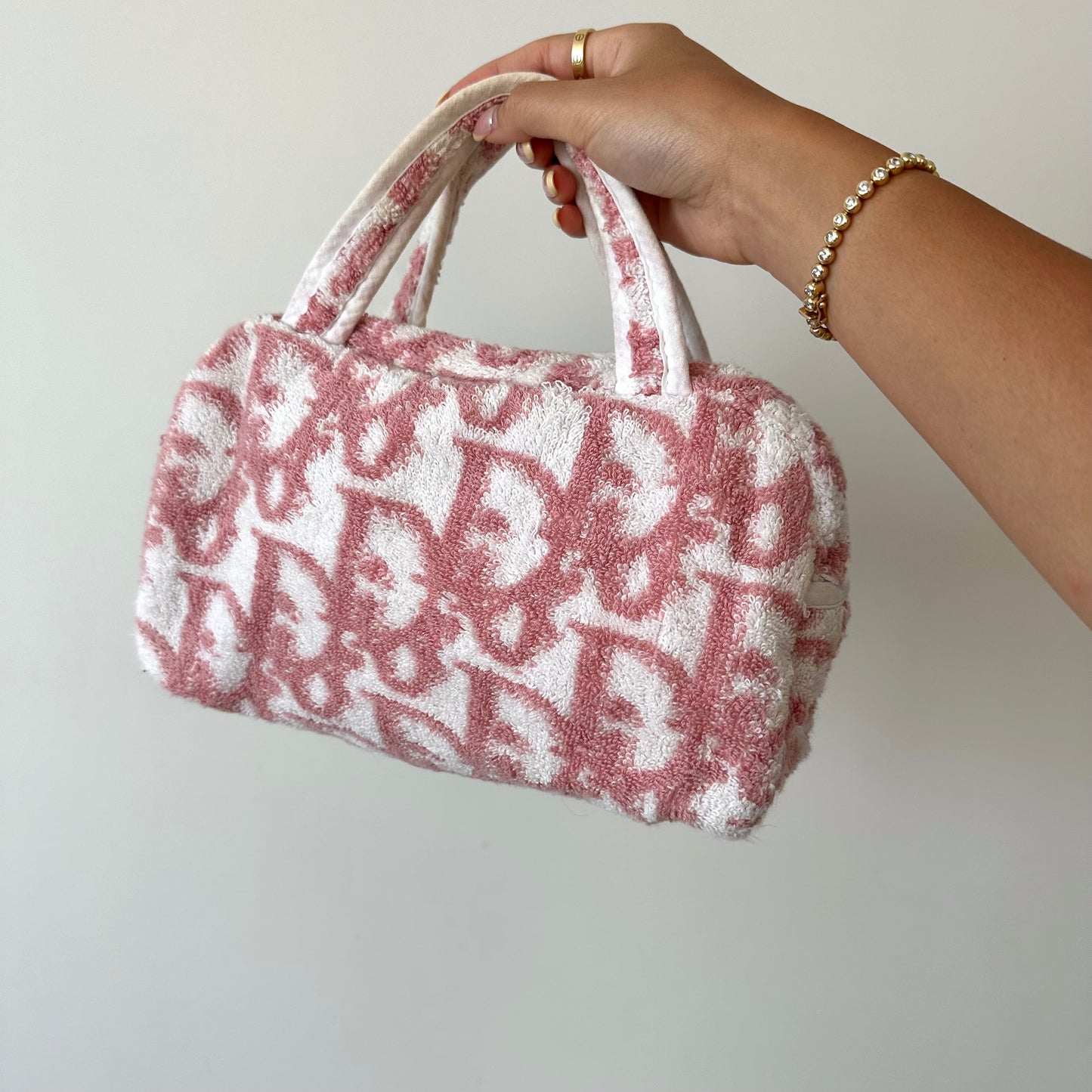 Christian Dior Pink Monogram Terry Cloth Bag