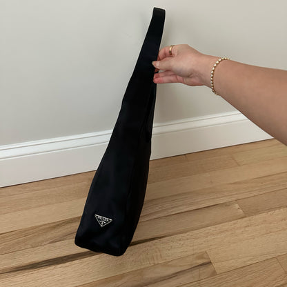 Prada Assymmetrical Silk Black Shoulder Bag
