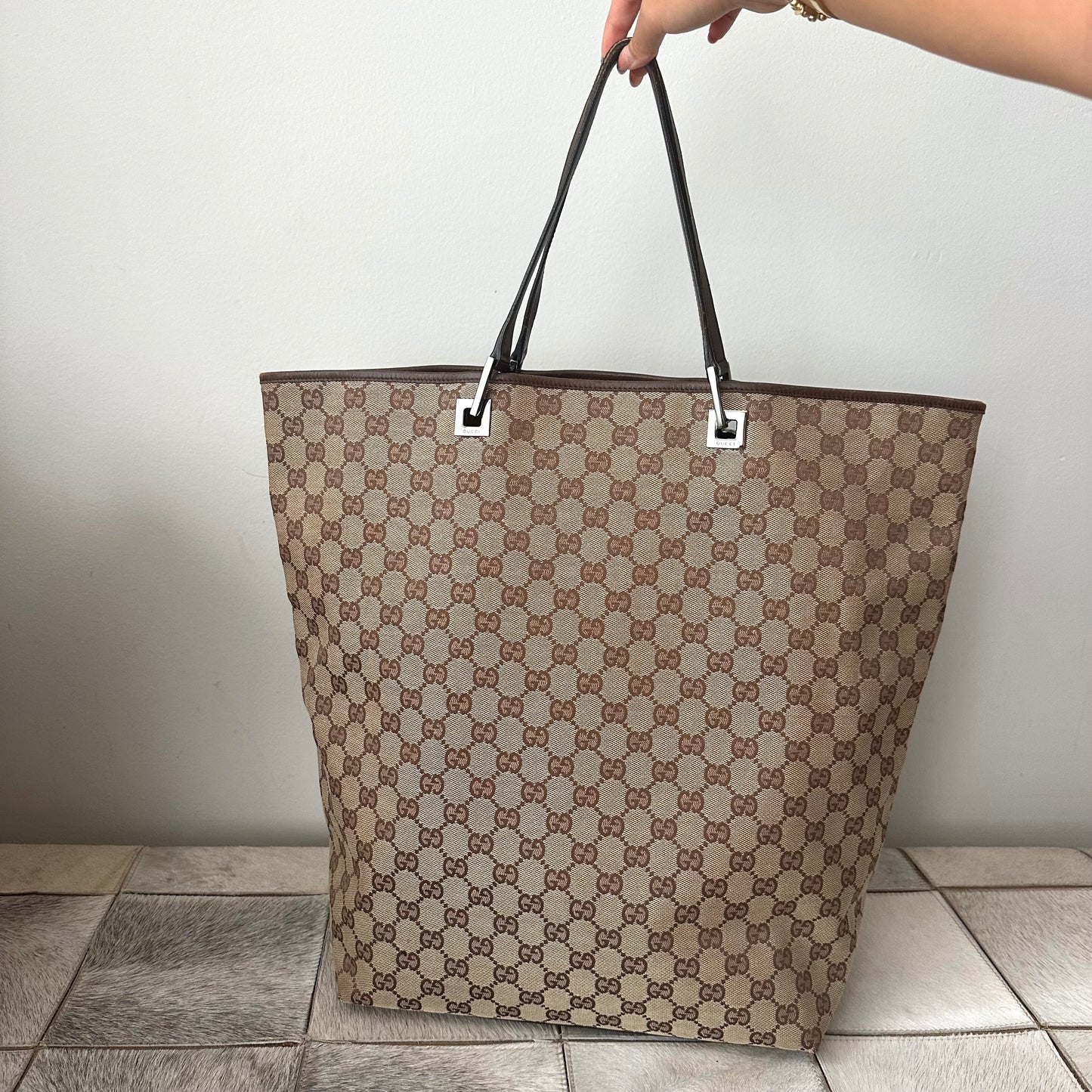 Gucci Brown Large Monogram Tote Bag