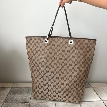 Gucci Brown Large Monogram Tote Bag