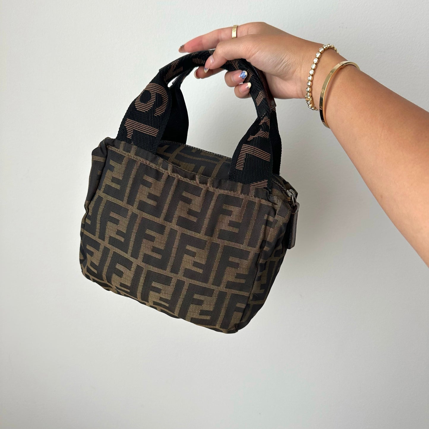 Fendi Brown Zucca Monogram Top Handle Mini Tote