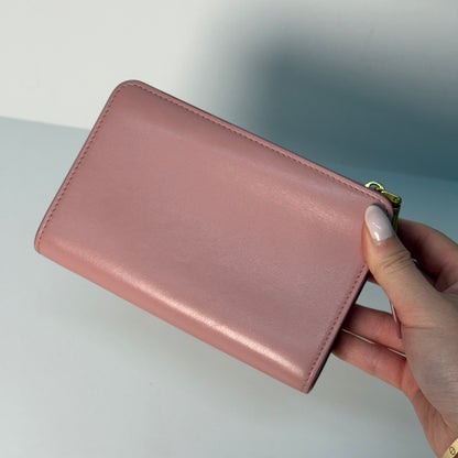 Miu Miu Pink Bow Calfskin Bi-Fold Leather Wallet