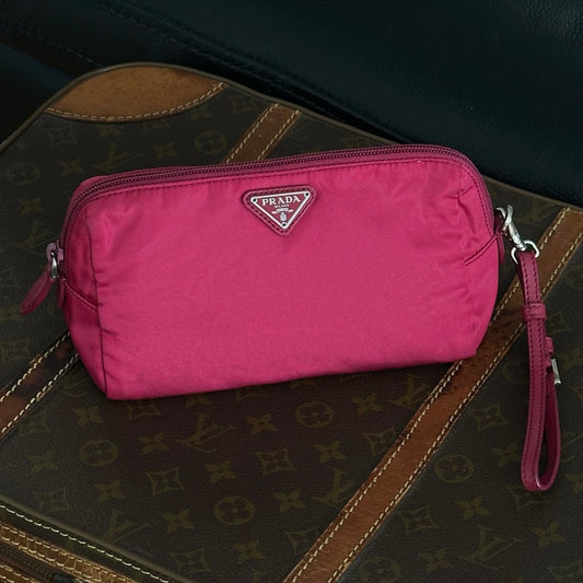 Prada Pink Nylon Wristlet Pouch