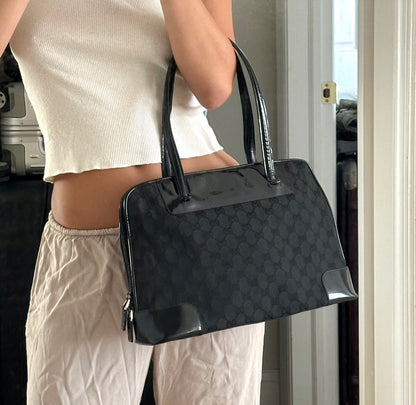 Gucci Monogram Black Shoulder Bag