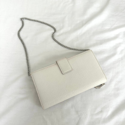 SUPER RARE Christian Dior White Leather Flower Saddle Wallet On Chain w/ Papers